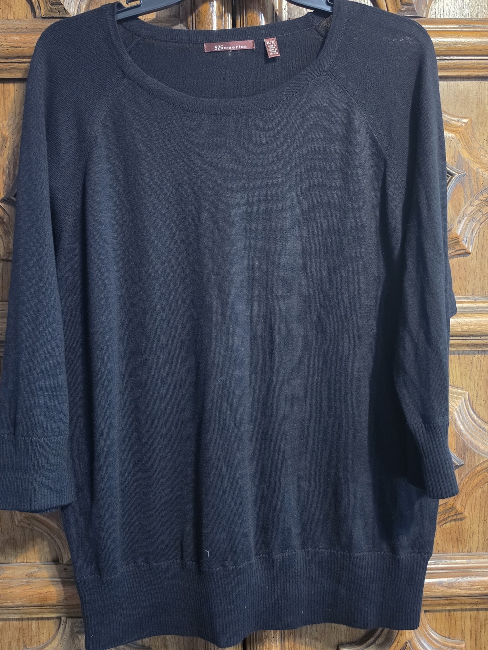 525 America Women's Black Scoop Neck Sweater